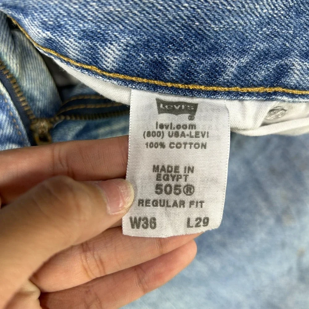 Levi's 505 Regular‎ Fit Jeans Men's Blue Denim Pockets Mid Rise Straight - 36X28
